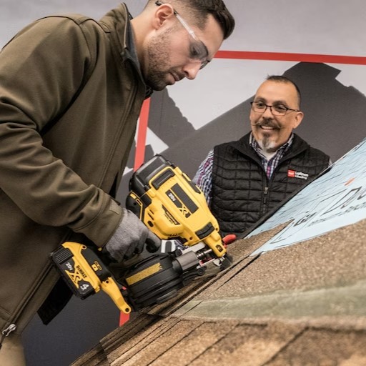 Bottom view of a soffit & fascia on a white residential home